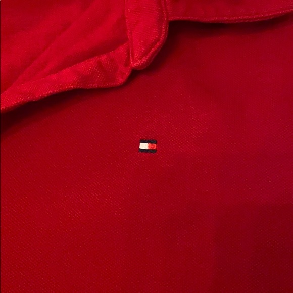 2/$24 Red Tommy Hilfiger long-sleeved polo shirt - Picture 2 of 6